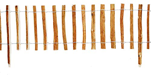H4L Staketenzaun mit Steckpfosten Haselnuss Holzzaun Rollzaun Naturzaun Stakete 5m Gartenzaun unbehandelt 50 7-8