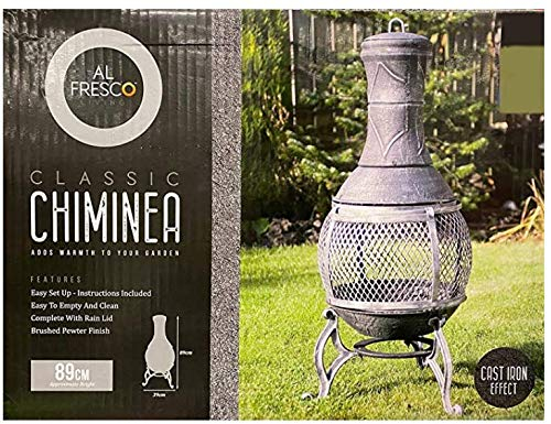 lfresco LIVING “Classic Chiminea” Cast Iron Patio Fireplace, 39 x 89 cm (Diameter x Height)
