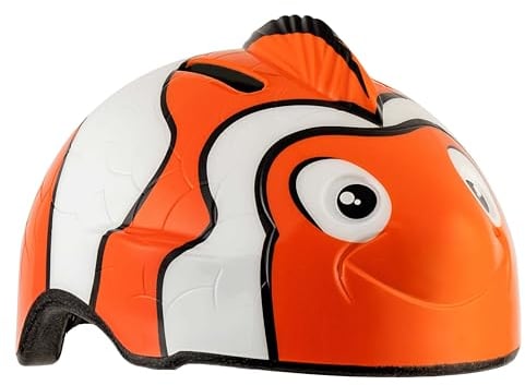 Crazy Safety Kinder Fahrradhelm | Fahrradhelm Kinder 2-7 Jahren für Fahrrad, Skateboard, Radsport, Laufrad, Tretroller, Inlineskates | Leichter und Verstellbarer 3D Tierhelm 49-55 cm (Fisch Orange)