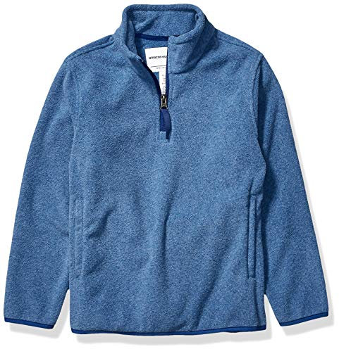 Amazon Essentials Giacca Invernale Modello Pullover con Zip Corta in Pile Bambini e Ragazzi, Blu Puntinato, 3 Anni