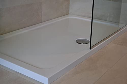Diamond Low Profile 35mm Rectangular Central Waste Stone Resin White Shower Tray Various Sizes Inc FREE Shower Waste (1200x800)