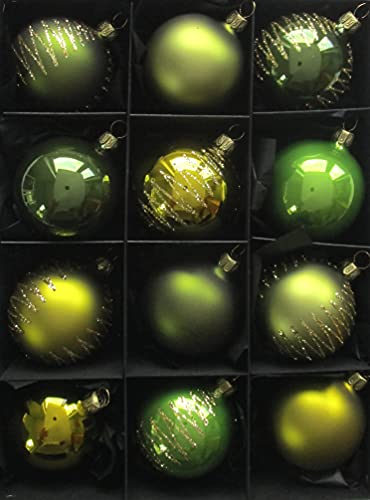 Lichte Thüringer Christbaumschmuck Exclusiv grün olivgrün moosgrün 6cm Handarbeit Germany 12er Set