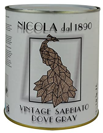 NICOLA VERNICI Vernice Decorativa della Linea Vintage, a Base di Acqua, Made in Italy, Sabbiato Fine, Tortora - Formato da 2,5 lt