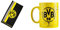 Borussia Dortmund BVB-Handtuch mit Logo im Streifenmuster (50x100cm) & BVB-Tasse Gelbe Wand, Gelb, 0