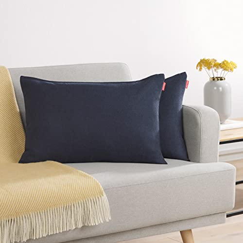 Blumtal 2er Set Kissenbezug 30x50 dunkelblau - kuschelige Chenille Kissenbezüge mit verstecktem Reißverschluss, Oekotex Zertifizierte Kissenhülle für Deko-Kissen Sofakissen Polster & Zierkissen