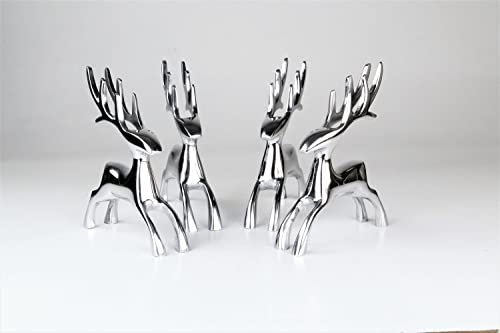 Artra Design GmbH Deko Hirsche 'Dasher' aus Aluminium im 4er Set Skulpturen, Weihnachtsdekoration, Tischdeko, REH Geweih Hirsch Weihnachten