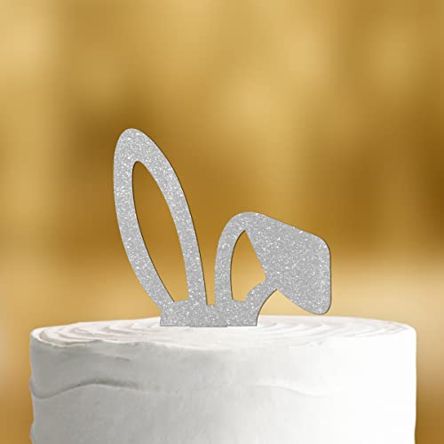 Cake Topper Hasenohren - Acrylglas Silber glitzer - Tortenaufsatz, Kuchen, Tortendeko, Tortenstecker, Kuchenaufsatz, Kuchendeko, Osterhase