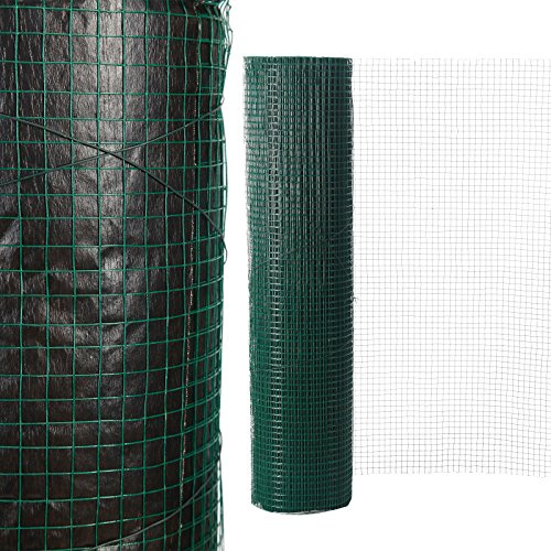 0.6m X 6m Chicken Wire Mesh Roll, PVC Coated Garden Netting | Aviary and Poultry Wire Mesh, 25MM X 25MM Holes, 0.8mm(21 Gauge) Wire Diameter, Green