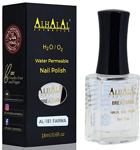 Halal Nail Polish - Nail Varnish Polish Soak Off Gel Nail Paint Art Polish - Water Permeable Red White Nail Enamel- Glossy Halal Gel Nail Polish Vegan and Cruelty-Free (AL- 181.FARWA)