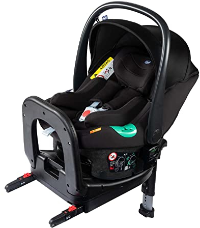 Chicco Kiros Evo I-Size, Babyschale 40-78 Cm, Isofix Gruppe 0+ Für Kinder Von 0 Bis 15 Monaten, Autokindersitz Mit Reduzierendem Sitzkissen, Lässt Sich Mit Kompatiblen Kinderwagen Verbinden, Schwarz