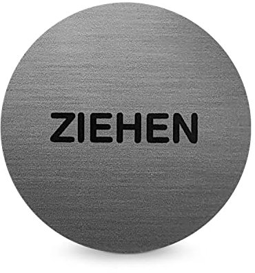 Türschild Piktogramm „ZIEHEN“ - Runder Aufkleber aus PROTECT-Folie - Für Ihre Tür & Wand - Silber - Durchmesser Ø 7,0 cm - Selbstklebend - Betriebsausstattung24®