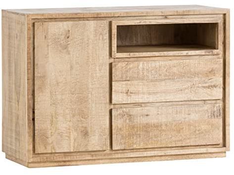 Woodkings Blackdale Sideboard Wohnzimmer | Mango Holz Massiv | 115 x 80 x 43 cm | Rustikale Kommode mit Schubladen & Türen | Anrichte Holzkommode Flurschrank Schubladenkommode | Echtholz Naturfarben