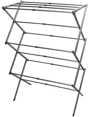 1ABOVE| 3 Tier Expandable Clothes Airer, 7.5 Metres of Drying Space, Lightweight, Compact, Folds Away for Convenient Storage, Cool Grey, Steel, One Size