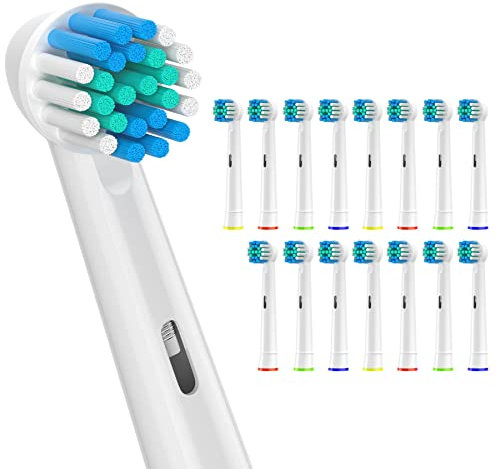 Sulkiwe Aufsteckbürsten Kompatibel mit Braun Oral b Elektrische Zahnbürste, Precision Clean Zahnbürstenaufsatz Geeignet für Oral-B Vitality Pro Genius X Teen TriZone Junior Smart, 16er(Weiß)