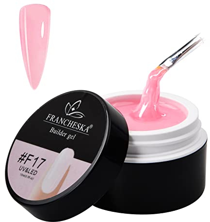 Aufbaugel UV Gel für Fiberglas, Nagelverlängerung und Modellage für Gelnägel, 15ml (Hellrosa)