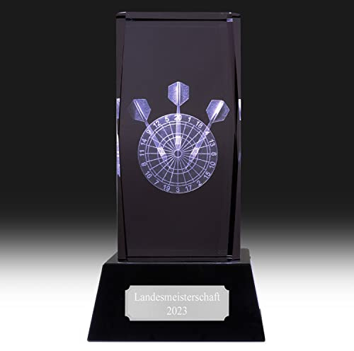 Druckspezialist Pokal Dart Glas 3D Glasblock extra schwer mit Gravur