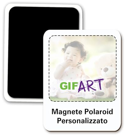 GIFART Personalisierter Magnet mit Foto und Text - Personalisierbarer Kühlschrankmagnet - Verschiedene Formen und Materialien -Geschenkidee zum Muttertag, Geburtstag, Weihnachten (PVC POLAROID 7x9 cm)