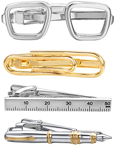 RunootPR Krawattennadel Set Gläser Silber Krawattenklammer Personalisiert für Herren Schmuck Geschenk