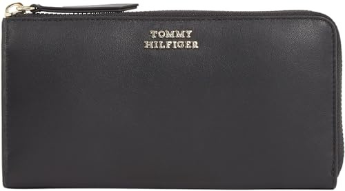 Tommy Hilfiger Damen Geldbörse Hilfiger Leather Groß, Schwarz (Black), Einheitsgröße