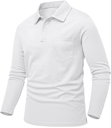 donhobo Poloshirt Herren Golf Langarm Tshirt Army Polo Shirts Leicht Arbeitsshirt Outdoor Sportshirt Männer Tactical Shirt Polohemd, Weiß, M