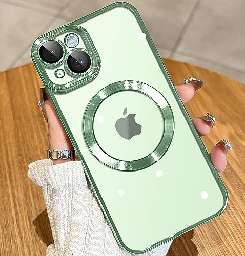 JUESHITUO EinheitsSchutz Serie für iPhone 15 Hülle für MagSafe (Mit Integrierter Kameraschutz) [TOP N56 Starke Magnete] Schutzhülle Stoßfeste Kratzfest Handyhülle iPhone 15 Case (6,1) Cyan
