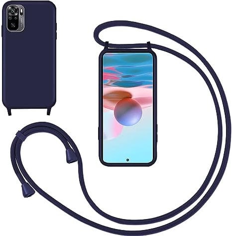 Handykette Handyhülle für Redmi Note 10 4G/Redmi Note 10S,Smartphone Necklace Hülle mit Band Schutzhülle mit Kette zum umhängen Halskette Flüssig Silikon Case für Redmi Note 10 4G/Redmi Note 10S,Blau