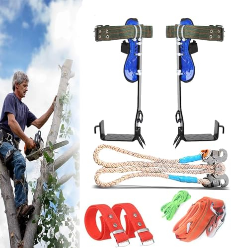 SanBouSi Baumklettern Ausrüstung Set Baumkletter Werkzeug Steigeisen Tree Climbing Spike Fallschutz Seil Rescue Belt für Bergsteigen Baumklettern Outdoor