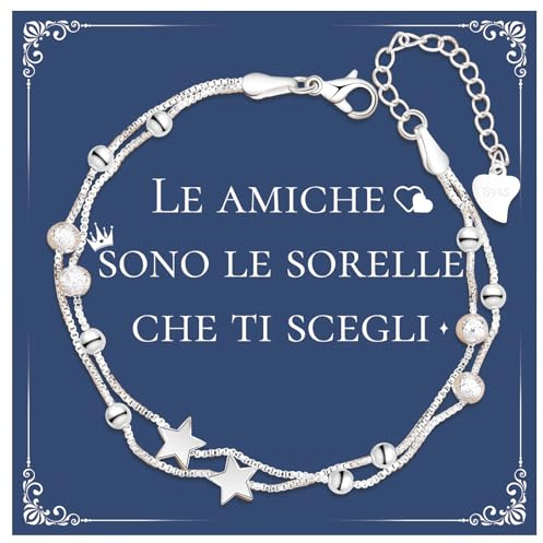 Cheerslife Bracciale In Argento Con Stelle E Perline Per Donne,Regali Di Ispirazione Per Donne Ragazze,Bracciali Donna, Natale Compleanno Laurea Regalo Per Figlia Amica Moglie Sorelle Mamma Collega
