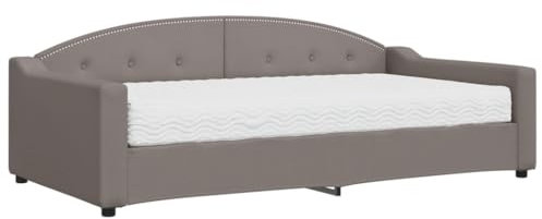 vidaXL Tagesbett, Schlafsofa mit Matratze, Bettsofa Gästebett für Schlafzimmer Wohnzimmer, Bett Sofa Ausziehbett, Taupe 100x200 cm Stoff