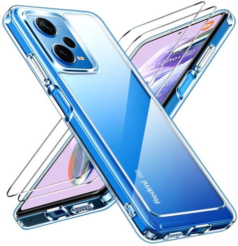 iVoler Anti Ingiallimento Chiaro Cover per Xiaomi Redmi Note 12 Pro Plus 5G (Non per Redmi Note 12 Pro 5G) con 2 Pezzi Pellicola Vetro Temperato, Antiurto Custodia Trasparente Sottile Case
