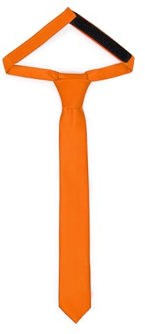 Ladeheid Kinder Krawatte für Jungen - Eleganter matter Look, Vorgebunden mit einem Klettverschluß, Perfekt für besondere Anlässe - Stilvolle Ansteckkrawatte TKM (31cm x 4cm, Orange)