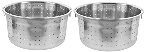 ANSNOW Stainless Steel Rice Steamer Rice Cooker Stainless Steel Fruit Strainer Ecookers Esteamer Trivet Instants Pot Steamer Basket Steamer for Cooking Kitchen Strainer Dessert/Silver*2Pcs/23.5*23.5