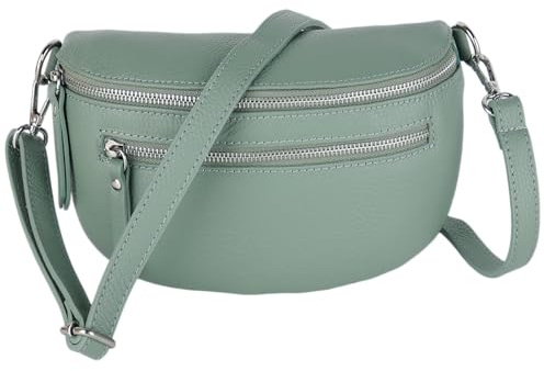 MIRROSI® Damen Bauchtasche Umhängetasche 27x14,5x8cm Damen, Made in Italy, aus Echtleder Tasche Echtes Leder, Brusttasche, Crossbody Bag aus echtem Leder