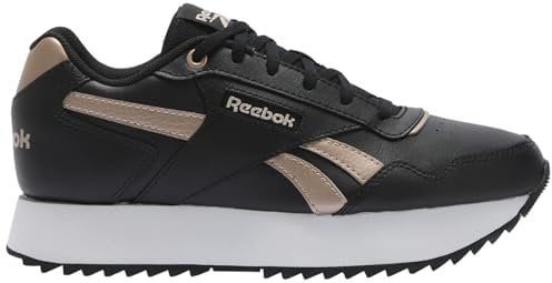 Reebok Women's Glide Ripple Double Sneaker, Black/White/Rose Gold, 7 UK
