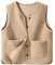 CMTOP Weste Damen Teddy Fleece Weste Kurz Herbst Winter Ärmellos Damen-Westen Einfarbig V-Ausschnitt Westen Bequem Wärme Fleeceweste Casual Plüschweste mit Taschen(Khaki, M)
