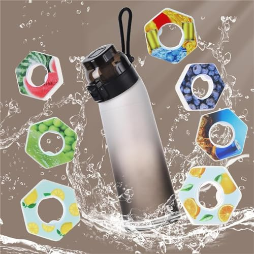 Trinkflasche mit Geschmack, Flasche Starter Set Schwarz Flasche Original, 700ml Trinkflasche mit 7 Pods, Wasser Flasche und Wasser mit Geschmack, Trinkflaschen Set Duftkapseln,Water Bottle with Flavor