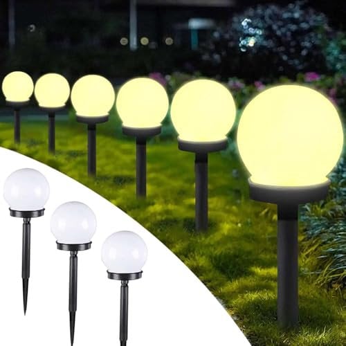 Solar Gartenleuchte,3 Stück Wasserdichte Solarlampen für Garten,Kugelleuchte,LED Kugel mit Erdspieß,Gartenleuchte mit Kugellampe,LED Solarleuchten für Garten,Gartenbeleuchtung,Außenbeleuchtung Garten