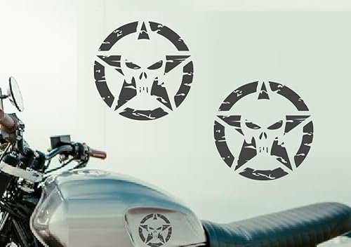 2 Stück US Star Aufkeber Retro Skull Stern Aufkleber (RMPt5/2) (2 Stück 5x5cm)