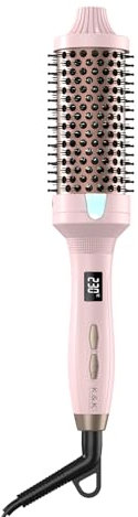 K&K 45mm Thermobürste Keratin Thermal Brush Protect Beheiztes Fass Heiße Haarbürste Ionisch Glatt Scheinen Volumen Kamm LED-Anzeige Haarglätter Lockenwickler Styling Tool, Dual Spannung (Rosa, 45 mm)