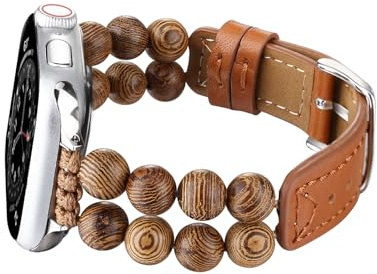 Wingoden Leather Band Compatible with Apple Watch Band Bracelet 38mm 40mm 41mm 42mm 44mm 45mm 49mm Women Men, Double Tour Wrap Apple Watch Strap Chain iWatch Band Series 9 8 7 6 5 4 3 2 1 SE Ultra 2