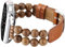 Wingoden Bracelets fins compatibles avec les bracelets Apple Watch 38 mm, 40 mm, 41 mm, 42 mm pour homme et femme, bracelet de rechange fin en cuir véritable avec perles de bois naturel pour bracelet