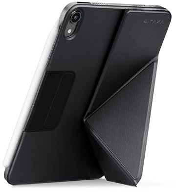 PITAKA Folio Case for iPad Mini 6/Mini 7 (2024 A17 Pro 7th Generation), Magnetic iPad Stand Slim Folio Cover, 4 Placement Angles with Apple Pencil Holder & Auto Wake/Sleep [MagEZ Folio 2] Black