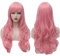 Perücke Rosa Damen Perücke Lang mit Pony Synthetische Perücken für Daily Party Kostüm Perücken für Fasching Karneval Halloween VD130C