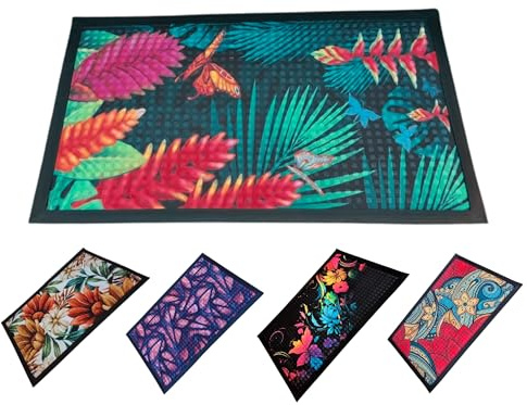 MYPURECORE Washable Non-Slip Door Mat - Heavy Duty Ultra-Absorbent Dirt Trapper for Dogs, Mud & Shoes - Indoor/Outdoor Rubber Entrance Rug for Home, Garden & Hallway (75x45cm) (Type C)