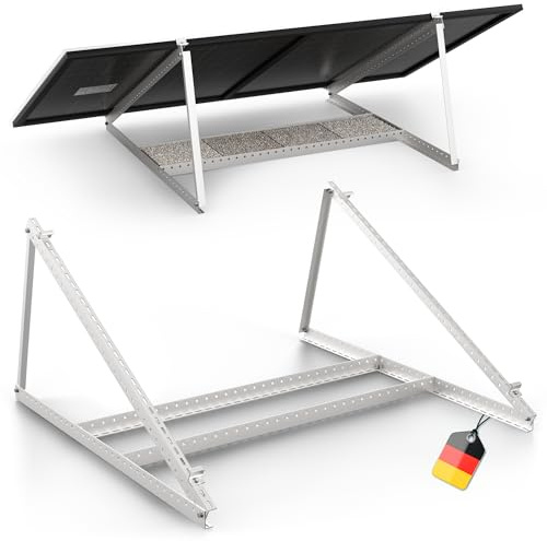 SolarXon Solarmodul Halterung, 0% MwSt, Alu, 118 cm, 0-90° Winkel, Balkonkraftwerk Halterung, Solarpanel Halterung für Flachdach, Garage, freistehend