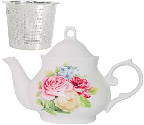 Teiera in ceramica classica vintage britannica in stile reale, grande teiera da 880 ml, perfetta per riunioni quotidiane (verde, grande)