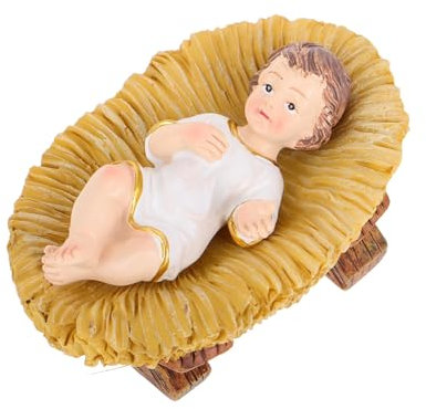 UTHCLO Jesus Figurine Manger Weihnachtsdekoration Aus Harz Religiöse Statue Für Zuhause Und Büro Detailreiche Krippenszene Festliches Für Feiertage Für Weihnachtsdeko