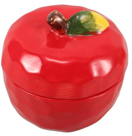 Zerodeko Red Apple Ceramic Candle Jar with Lid Unique DIY Design for Home Decor Candy Dish Sugar Bowl for Christmas Holiday Storage and Giving