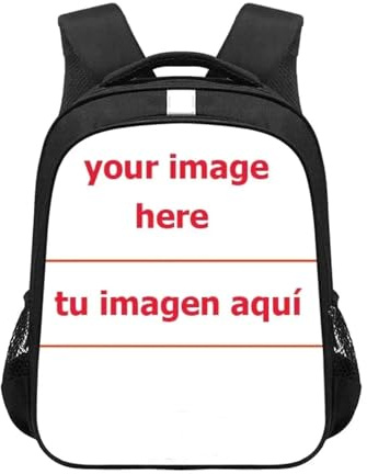 Sac À Dos Personnalisé avec Votre Propre Design Image/Photo Imprimée Dessin Animé Sacs À Dos De Maternelle Garçons Filles Sacs D'école pour Enfants Sac À Livres Cadeau Black,14 inches