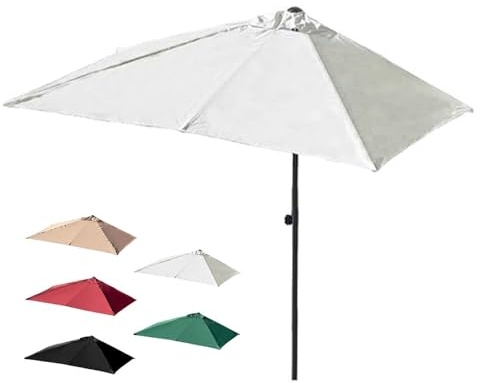 YCBTPS 250X130cm Balkonschirm Rechteckig Halbschirm, Höhenverstellbar Wandschirm Für Terrasse, Marktschirm Polyester Sonnenschutz(White)